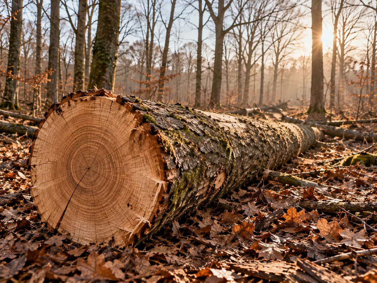 Chêne abattu et débardé en forêt de Bresse